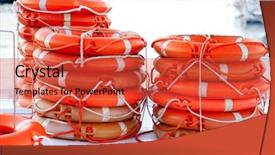  Presentation with lifesaver - Slides having round lifesaver stacked for boat background and a red colored foreground
