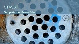  Presentation with drain - Presentation design consisting of round-metal-drain-in-sink background and a ocean colored foreground