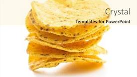  Presentation with tortilla - Presentation with round nacho chips yellow tortilla background and a blonde colored foreground