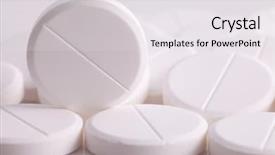  Presentation with fever medicine - Slide set consisting of round pills paracetamol or aspirin background and a white colored foreground