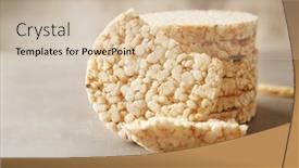  Presentation with round table - PPT theme featuring round rice crispbreads and spikelets on table background and a soft green colored foreground