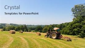  Presentation with agricultural - Theme featuring round-rolled-hay-bales background and a light blue colored foreground