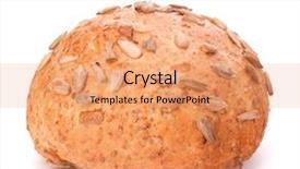  Presentation with sandwich - Slides with round sandwich bun with sunflower seeds isolated on white background background and a coral colored foreground