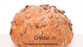  Presentation with sunflower - Slides featuring round sandwich bun with sunflower seeds isolated on white background background and a coral colored foreground