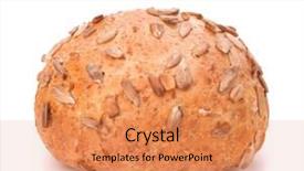  Presentation with sunflower - Beautiful PPT theme featuring round-sandwich-bun-with-sunflower backdrop and a coral colored foreground