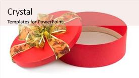  Presentation with brown sugar isolated on white - Presentation theme featuring round shape - box with bow isolated background and a  colored foreground