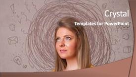  Presentation with group of three young girl - Amazing PPT layouts having round shape - pretty young girl with abstract backdrop and a gray colored foreground