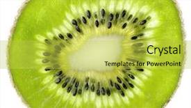  Presentation with kiwi - Presentation theme featuring round shape - single kiwi slice close up background and a yellow colored foreground