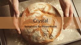  Presentation with bread - Presentation theme with round shapes - male hands with freshly baked background and a gold colored foreground