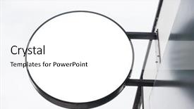  Presentation with mystery shop - Presentation design enhanced with round shop sign mock up background and a white colored foreground