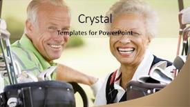  Presentation with golf - Slides featuring round shoulder - couple enjoying a game background and a  colored foreground