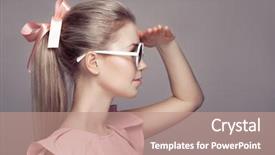  Presentation with fashion - Amazing theme having round shoulder - fashion woman with sunglasses looking backdrop and a coral colored foreground