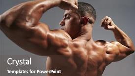  Presentation with flexing - Colorful presentation theme enhanced with round shoulder - male bodybuilder flexing his biceps backdrop and a  colored foreground
