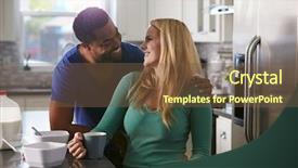  Presentation with racing diversity race ethnicity - Presentation theme featuring round shoulder - mixed race couple in kitchen background and a tawny brown colored foreground