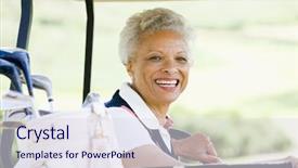  Presentation with golf - Audience pleasing PPT theme consisting of round shoulder - portrait of woman sitting backdrop and a  colored foreground
