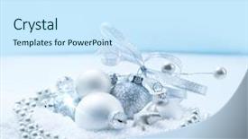  Presentation with christmas balls disco ball - Cool new PPT theme with round sign new year - christmas balls in snow backdrop and a  colored foreground