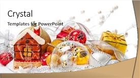  Presentation with christmas balls disco ball - Slide set with round sign new year - christmas balls in snow background and a white colored foreground