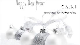  Presentation with christmas balls disco ball - Colorful slide set enhanced with round sign new year - christmas balls in snow backdrop and a white colored foreground
