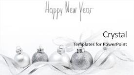  Presentation with christmas balls disco ball - Audience pleasing PPT theme consisting of round sign new year - christmas balls in snow backdrop and a white colored foreground