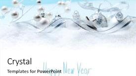  Presentation with snow - PPT theme consisting of round sign new year - christmas balls in snow background and a white colored foreground