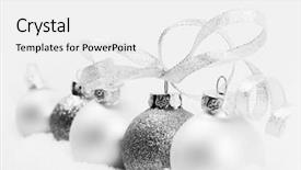  Presentation with christmas balls disco ball - PPT theme having round sign new year - christmas balls in snow background and a  colored foreground