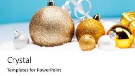  Presentation with christmas balls disco ball - Presentation design featuring round sign new year - christmas balls in snow background and a  colored foreground