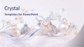  Presentation with snow - PPT theme featuring round sign new year - christmas balls in snow background and a  colored foreground