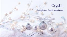  Presentation with snow - Slide set consisting of round sign new year - christmas balls in snow background and a sky blue colored foreground