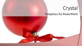  Presentation with red bow - PPT theme having round sign new year - red christmas ball with bow background and a  colored foreground