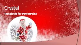  Presentation with globe award - Beautiful PPT theme featuring round sign new year - smiling santa in snow globe backdrop and a  colored foreground