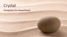  Presentation with zen stone - Slide set enhanced with round stone on beach sand background and a  colored foreground