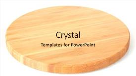  Presentation with round table - Colorful slide deck enhanced with round table - cutting board isolated on white backdrop and a blonde colored foreground