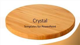  Presentation with round table - Cool new slide deck with round table - cutting board isolated on white backdrop and a yellow colored foreground