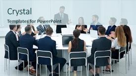  Presentation with managers - Theme featuring round table - indoor business conference for managers background and a sky blue colored foreground