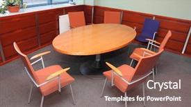  Presentation with round table - PPT theme featuring round table talks with nobody background and a violet colored foreground