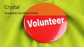  Presentation with volunteer - Amazing presentation design having round volunteer button on cloth background backdrop and a yellow colored foreground