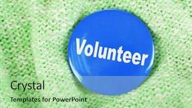  Presentation with volunteer - Slides with round volunteer button on cloth background background and a mint green colored foreground