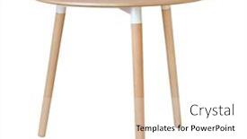  Presentation with round table - Slide set consisting of round-wooden-coffee-table-isolated background and a white colored foreground