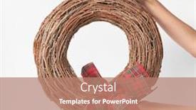  Presentation with congratulation - PPT layouts having round-wreath-handmade-from-dry background and a coral colored foreground