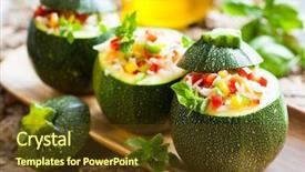 Presentation with rice - PPT theme with round zucchini stuffed with vegetables background and a tawny brown colored foreground