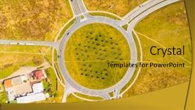  Presentation with roundabout - Colorful presentation design enhanced with aerial view of roundabout backdrop and a gold colored foreground