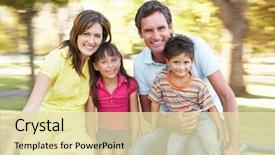  Presentation with roundabout - PPT theme consisting of family riding on roundabout background and a lemonade colored foreground