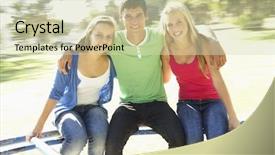  Presentation with roundabout - Amazing slide set having teenagers sitting on playground roundabout backdrop and a  colored foreground