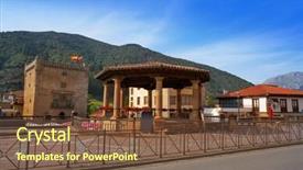  Presentation with roundabout - Beautiful presentation featuring potes village roundabout in cantabria backdrop and a tawny brown colored foreground