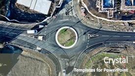  Presentation with road intersection - Presentation design consisting of road roundabout intersection infrastructure aerial background and a gray colored foreground