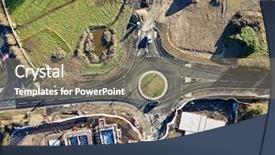  Presentation with road construction - Beautiful presentation theme featuring roundabout road construction building site backdrop and a coral colored foreground