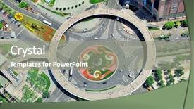  Presentation with roundabout - Presentation design having aerial view with street roundabout background and a seafoam green colored foreground