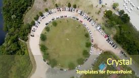  Presentation with roundabout - Cool new slide deck with top view of roundabout backdrop and a tawny brown colored foreground