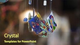  Presentation with wind - PPT theme having rounded rectangle - colorful glass wind chime hanging background and a tawny brown colored foreground