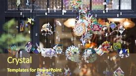  Presentation with offshore wind energy - Cool new PPT theme with rounded rectangle - colorful glass wind chime hanging backdrop and a tawny brown colored foreground